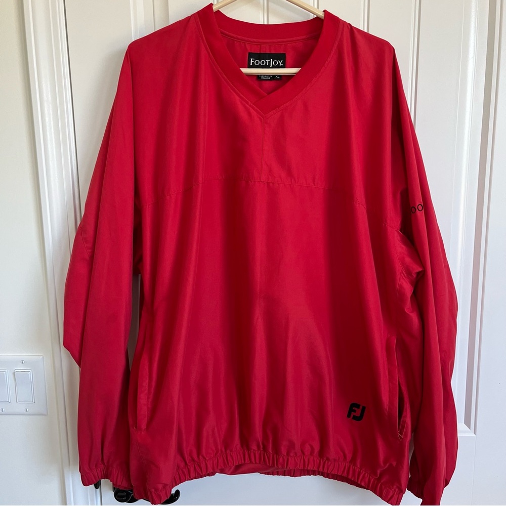 Footjoy FJ Men's Windbreaker Pullover Red Long Sleeve Golf XL active performance - Picture 2 of 7